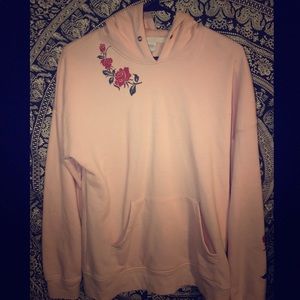 Pink with red roses Hoodie